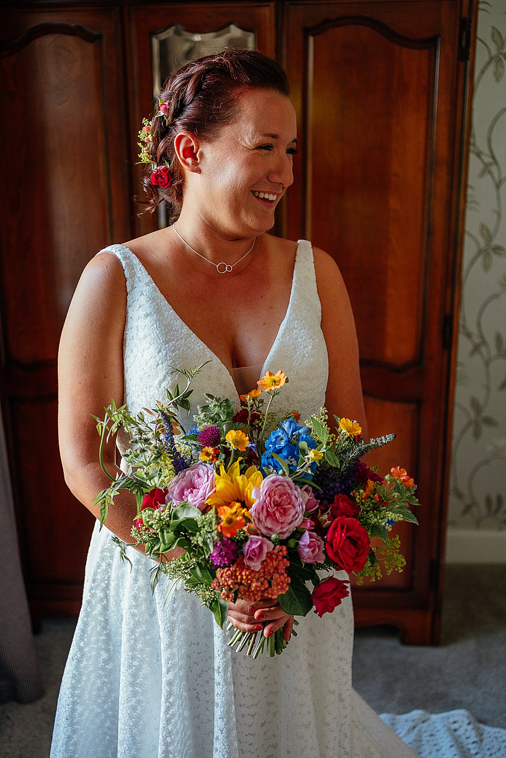 Fife Farm Wedding Joy Story Photo Colourful Bouquet Flowers Bridal