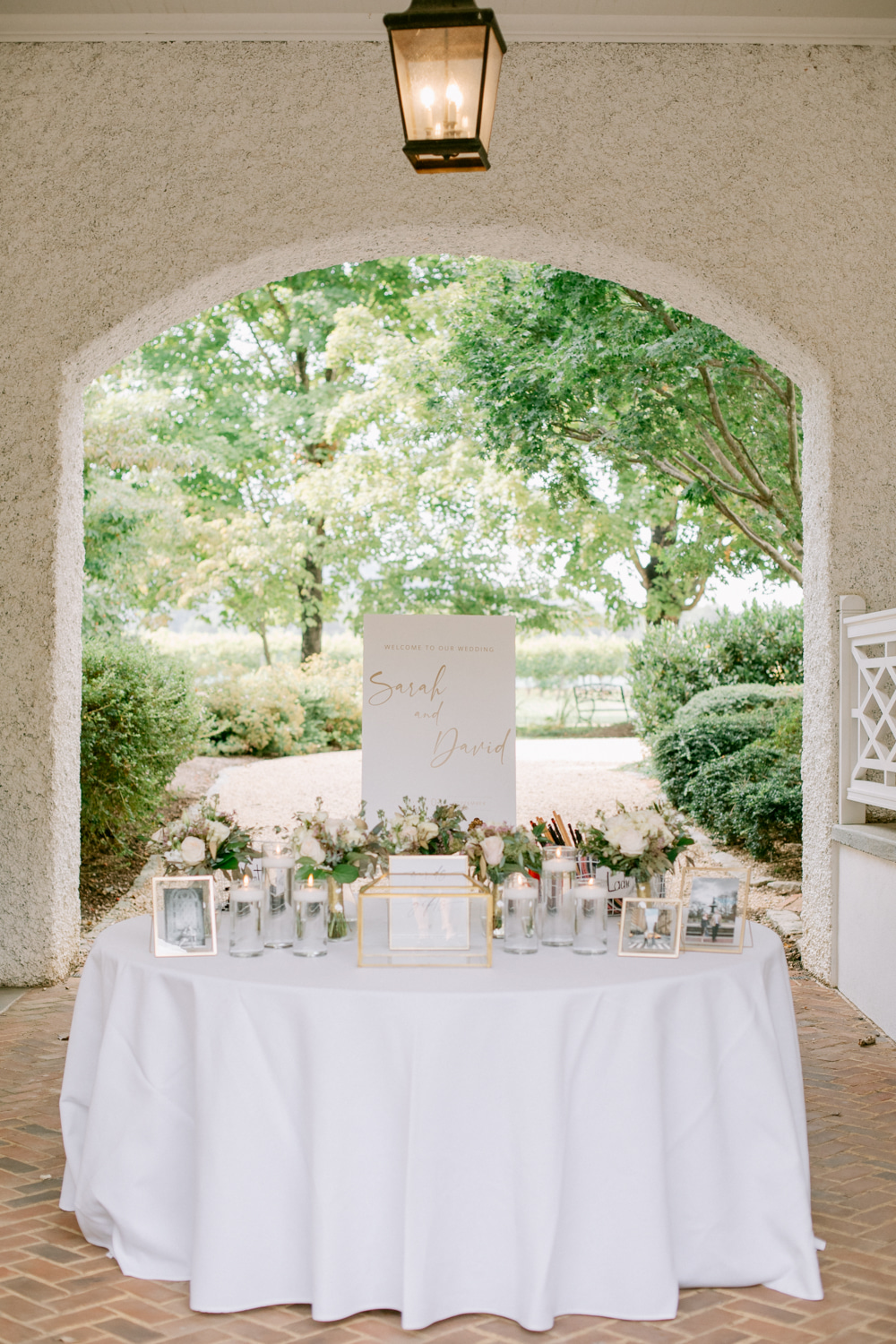 Keswick Vineyards Wedding The Smiths Photography Welcome Table Candles Sign Flowers