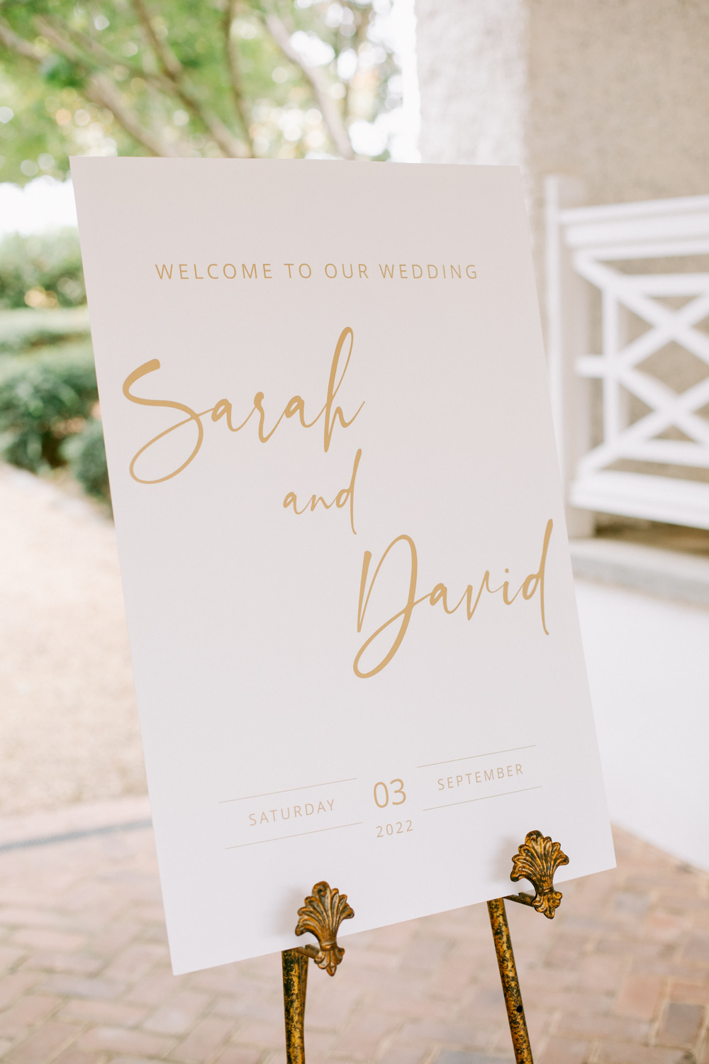 Keswick Vineyards Wedding The Smiths Photography Gold White Welcome Sign