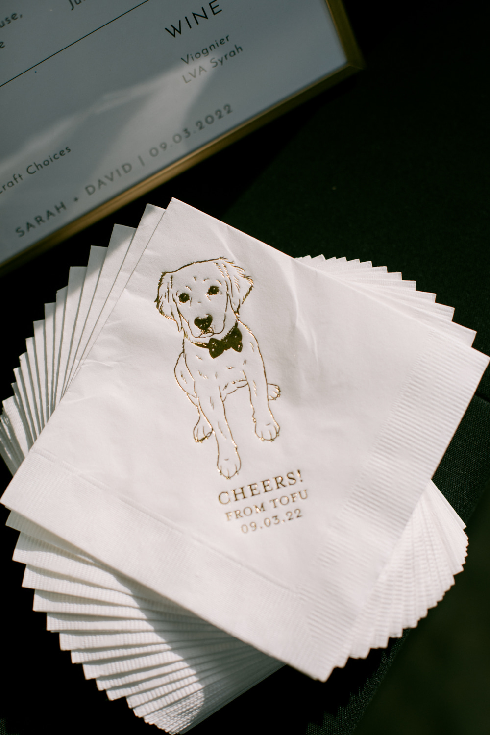 Keswick Vineyards Wedding The Smiths Photography Personalised Dog Pet Napkins