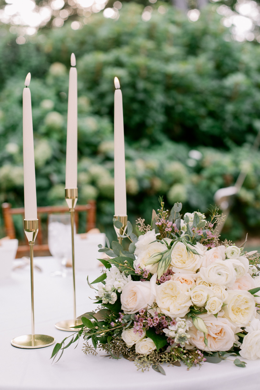 Keswick Vineyards Wedding The Smiths Photography Tall Candles Flower Arrangement