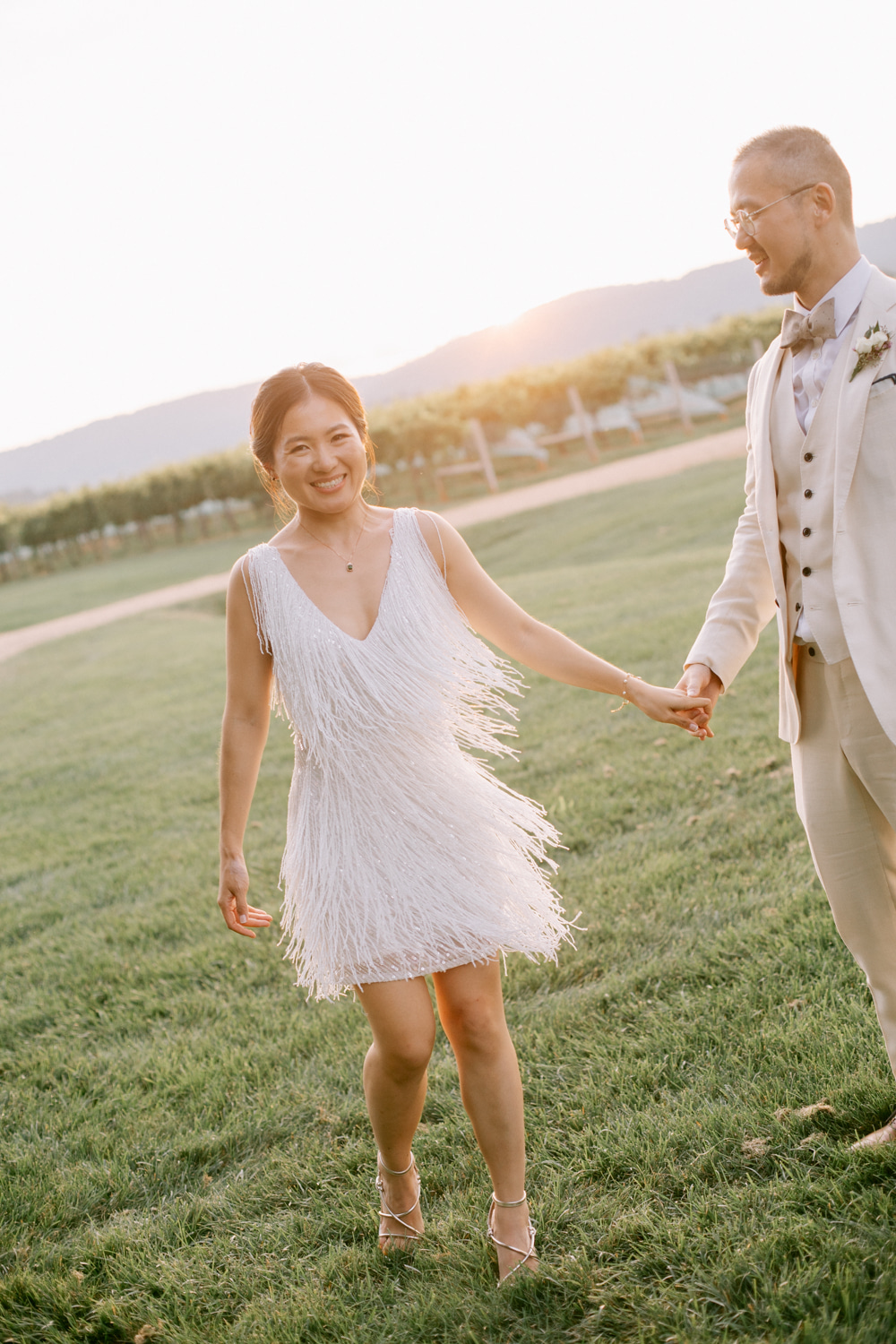 Keswick Vineyards Wedding The Smiths Photography Short Tassel Dress Bride