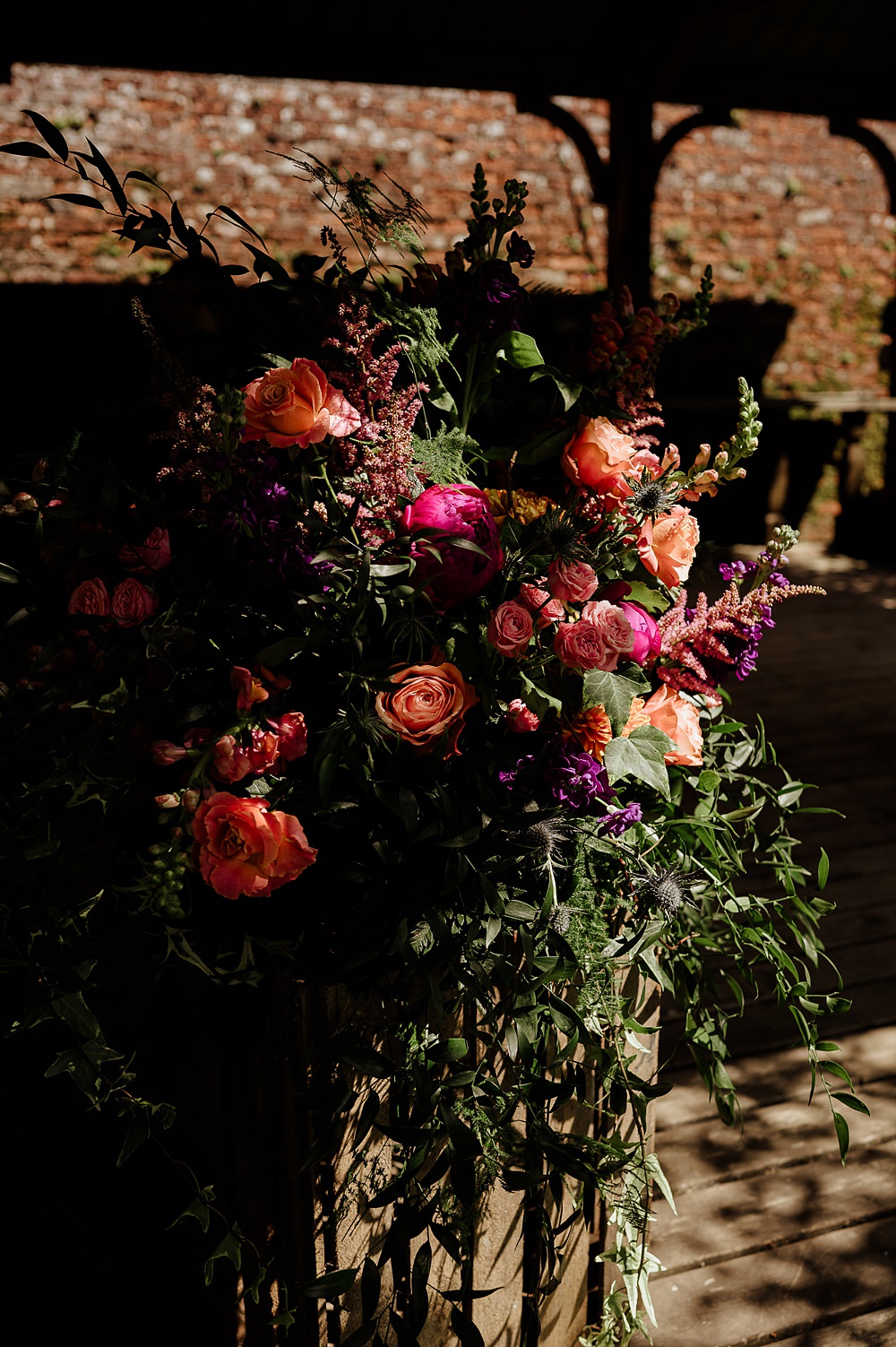 Perthshire Barn Wedding Nicola Stewart Photography Ceremony Flowers Greenery Pink