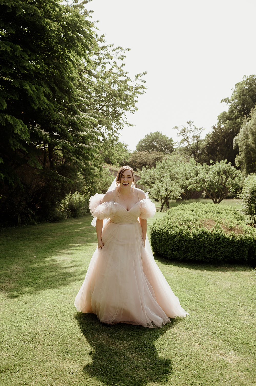 Perthshire Barn Wedding Nicola Stewart Photography Nicole Milano Tulle Dress Bride Ruffle Sleeve
