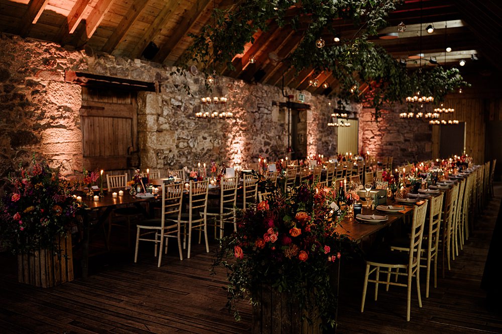Perthshire Barn Wedding Nicola Stewart Photography Festoon Lights Long Tables Decor