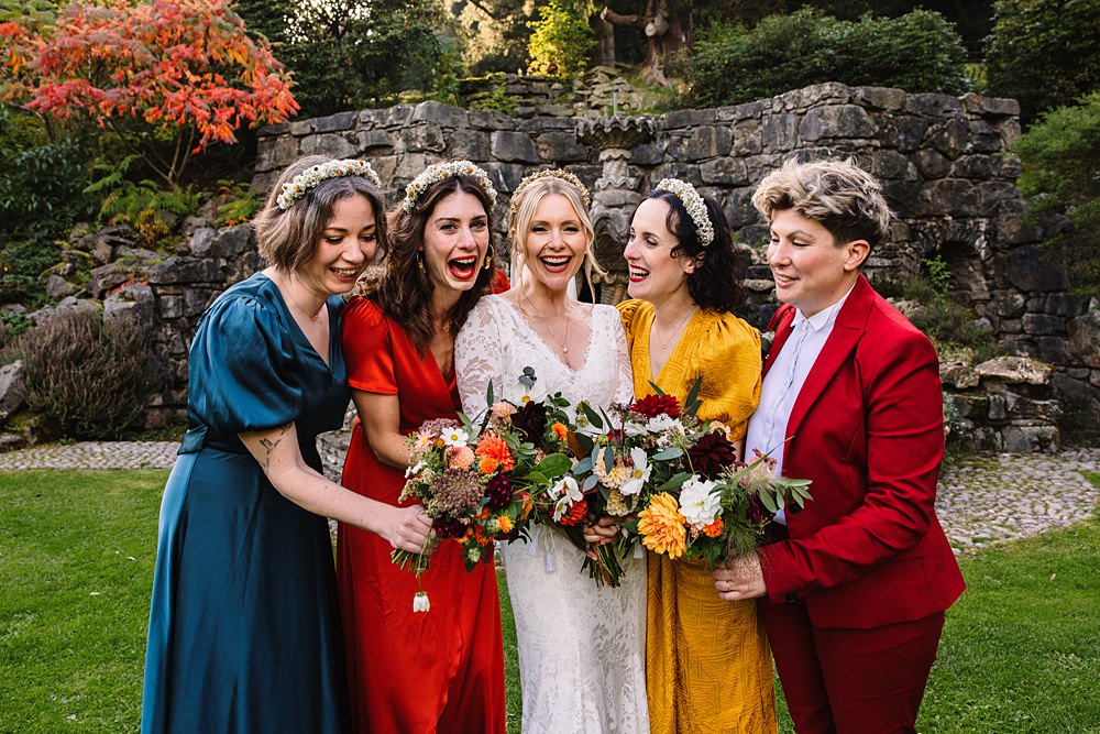Shropshire Country House Wedding Kate Jackson Photography Bridesmaid Dresses Suit Jewel Colours Mismatched