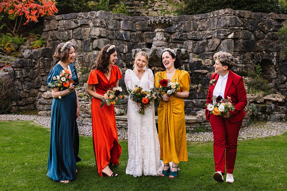 Shropshire Country House Wedding Kate Jackson Photography Bridesmaid Dresses Suit Jewel Colours Mismatched