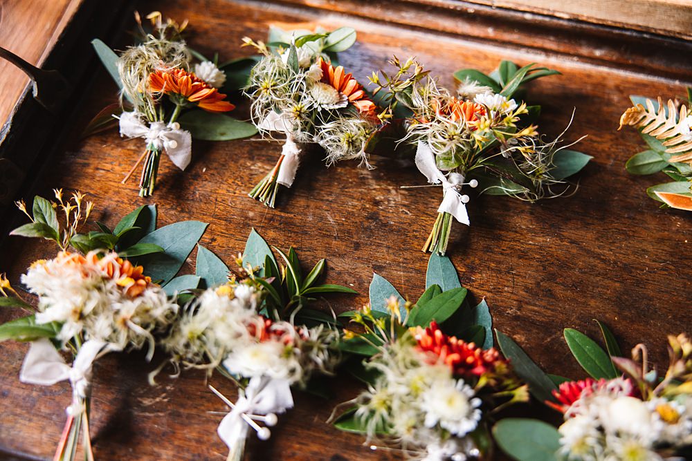 Shropshire Country House Wedding Kate Jackson Photography Colourful Buttonhole Flowers