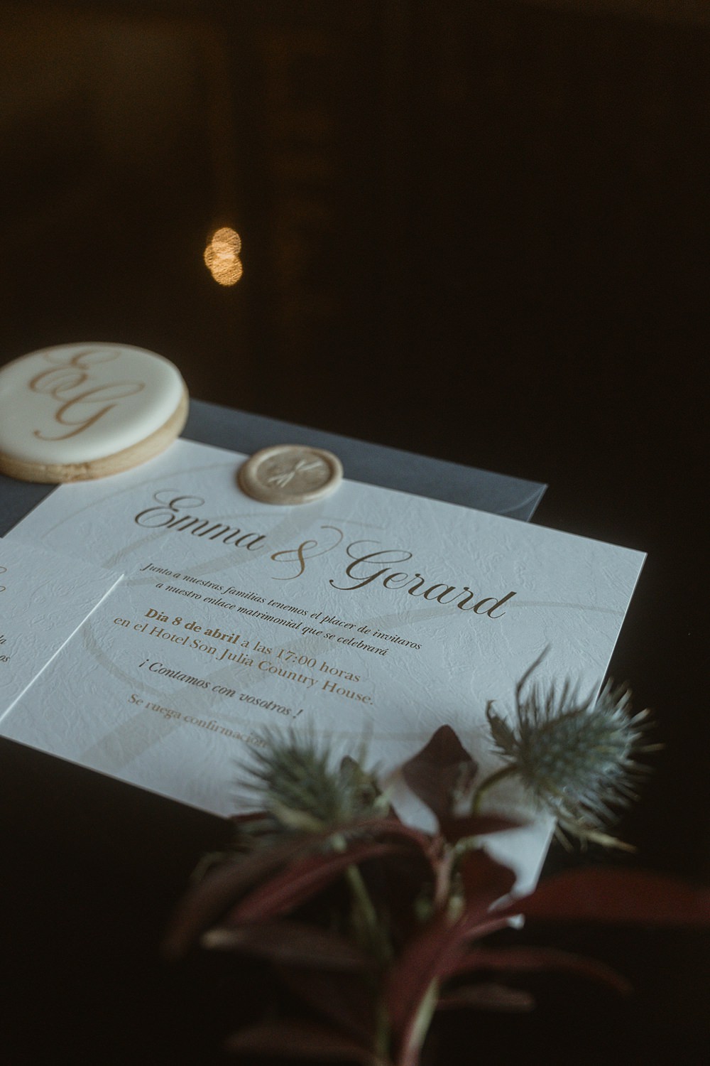 Son Julia Country House Wedding Wedding Adrian Restuccia Gold Grey Invite Stationery