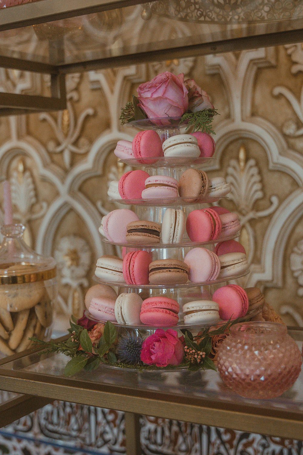 Son Julia Country House Wedding Wedding Adrian Restuccia Pink Macaron Tower Cake