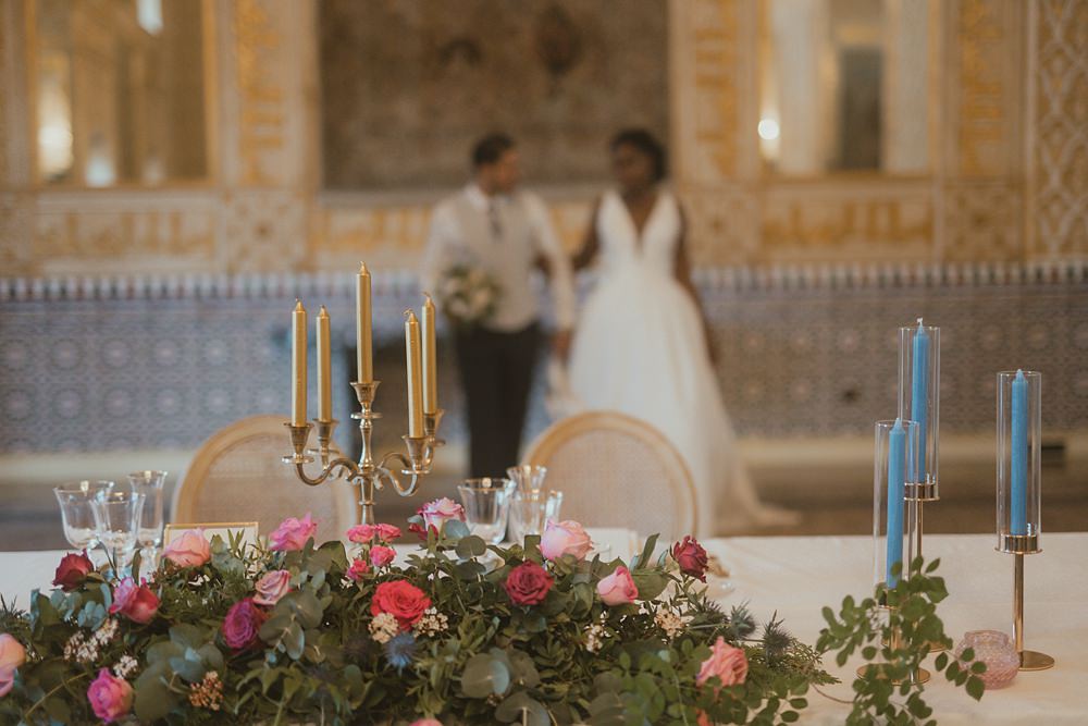 Son Julia Country House Wedding Wedding Adrian Restuccia Table Decor Runner Greenery Flowers Candelabra