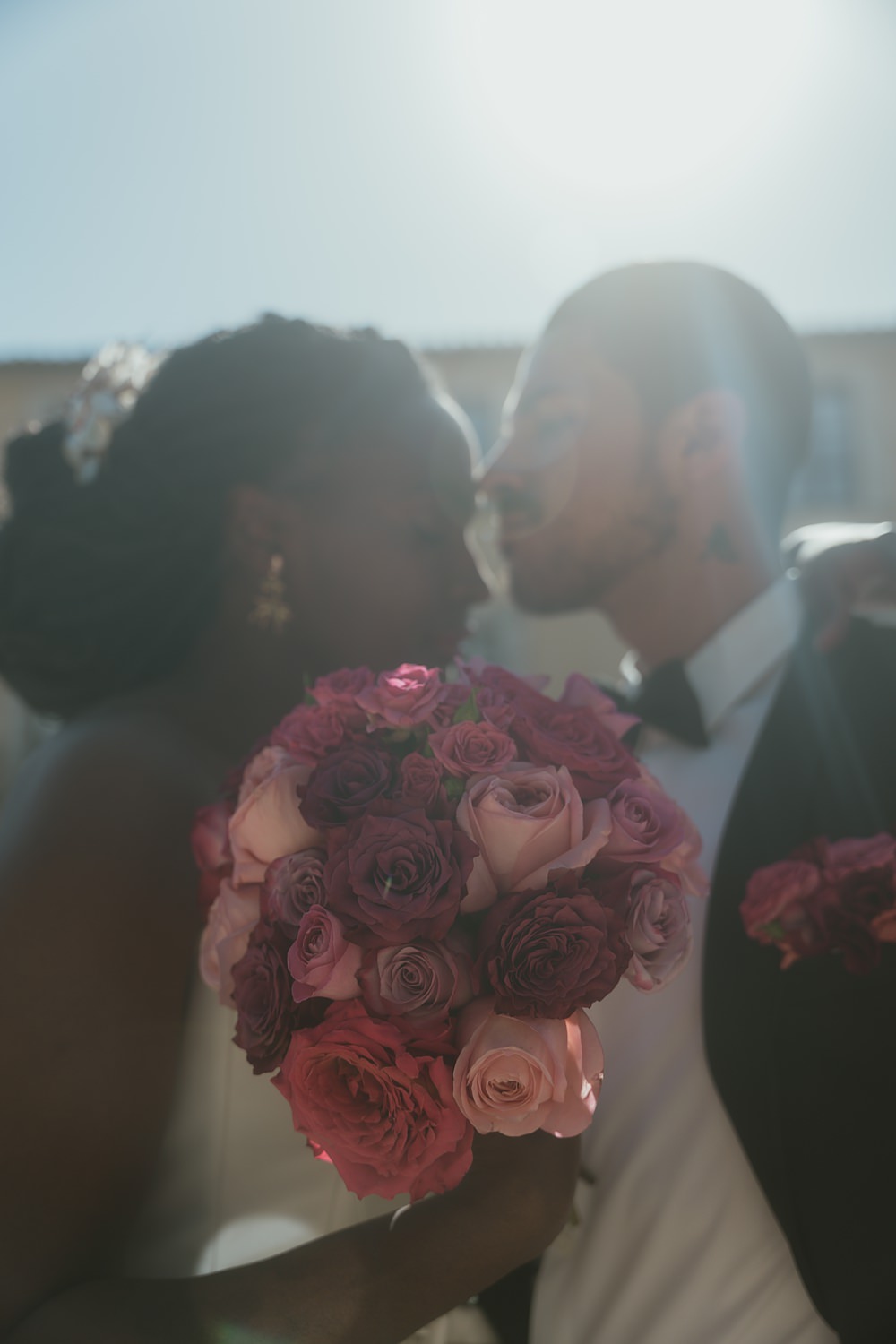 Son Julia Country House Wedding Wedding Adrian Restuccia Red Pink Rose Bridal Bouquet
