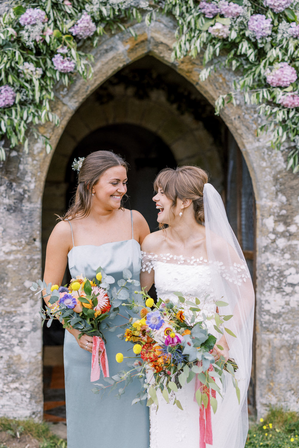 South Stoke Barn Wedding Gemma Vaughan Photography Green Satin Bridesmaid Dress