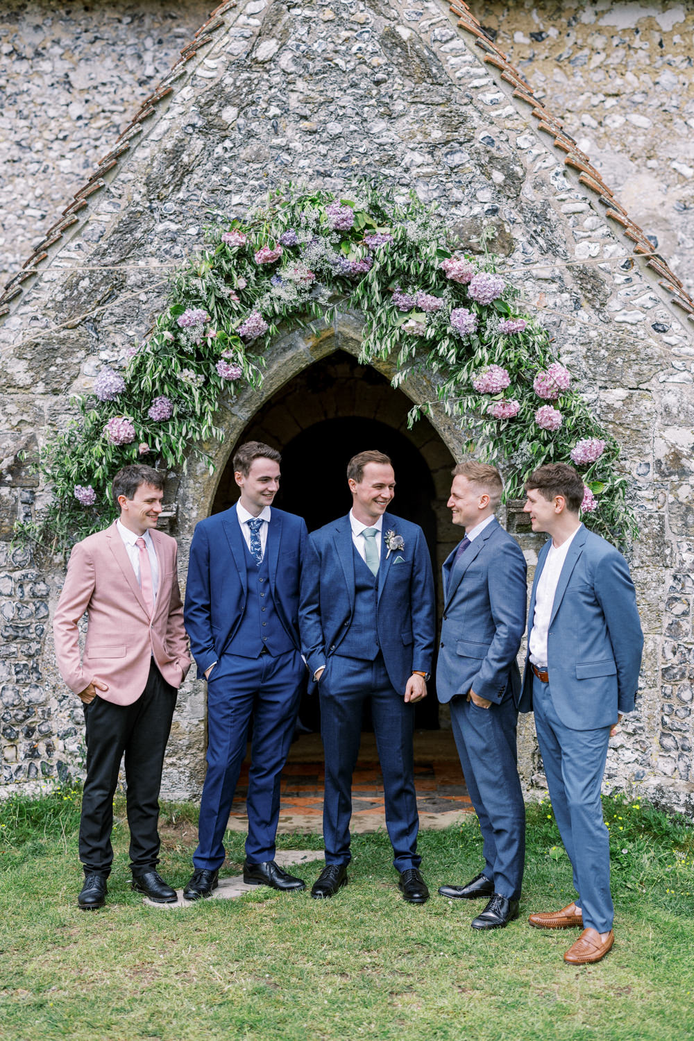 South Stoke Barn Wedding Gemma Vaughan Photography Groom Groomsmen Suits Mismatched