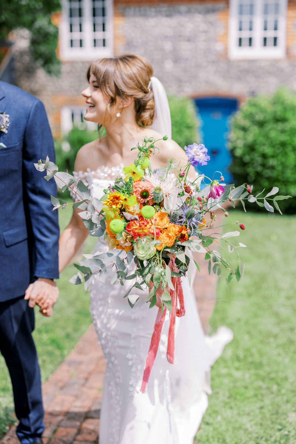 South Stoke Barn Wedding Gemma Vaughan Photography Colourful Bouquet Bride Summer Wild