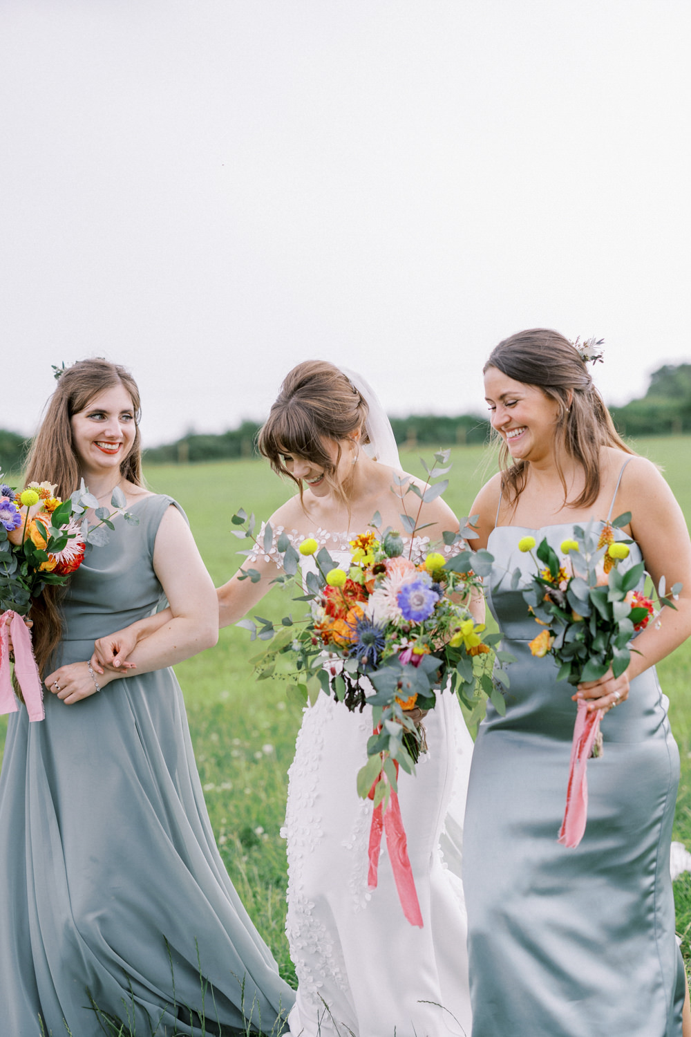 South Stoke Barn Wedding Gemma Vaughan Photography Green Satin Bridesmaid Dress