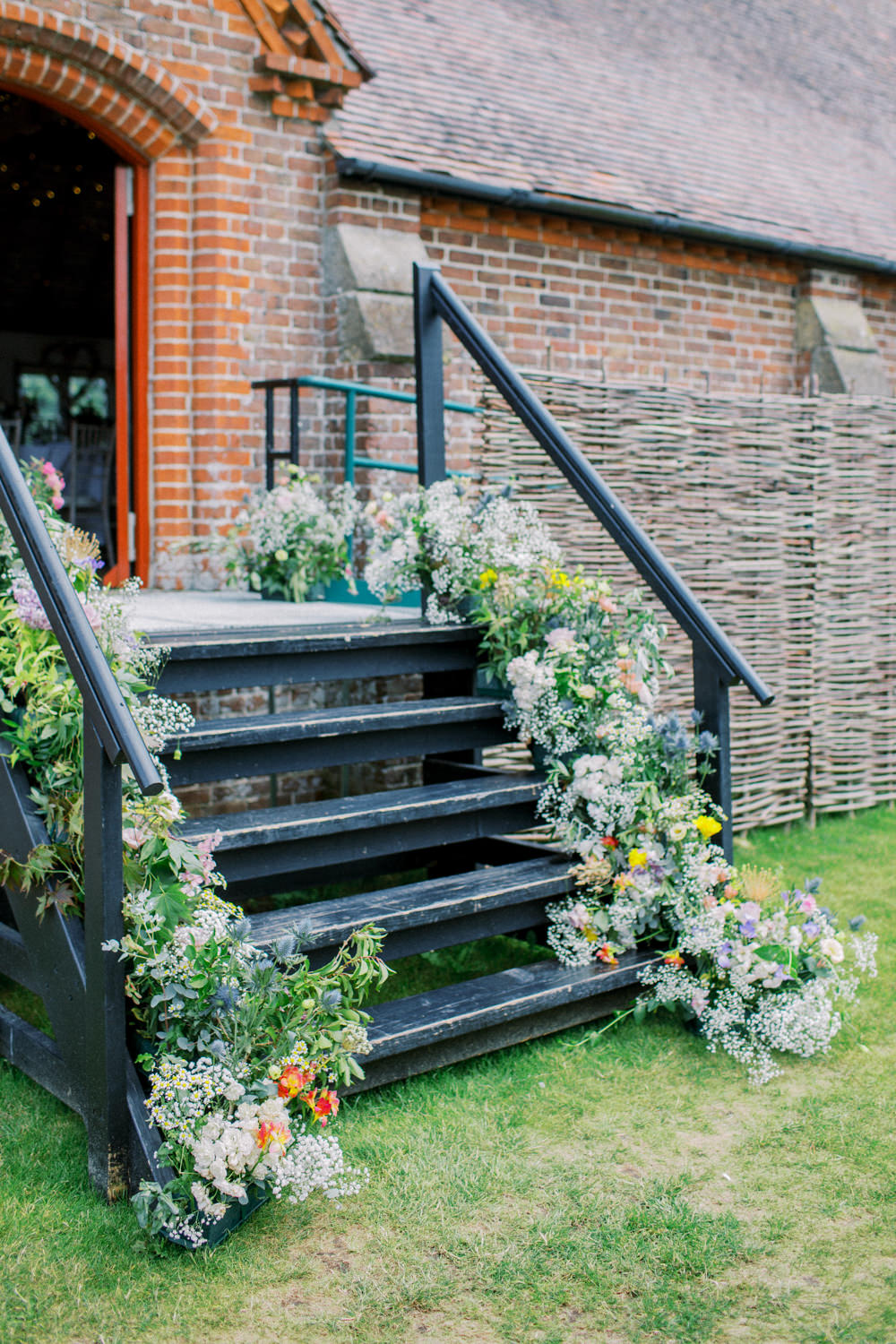 South Stoke Barn Wedding Gemma Vaughan Photography Stair Flowers Decor