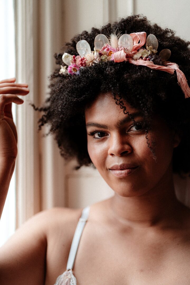 Curls Short Wedding Hair Bride Headdress Katherine and Her Camera