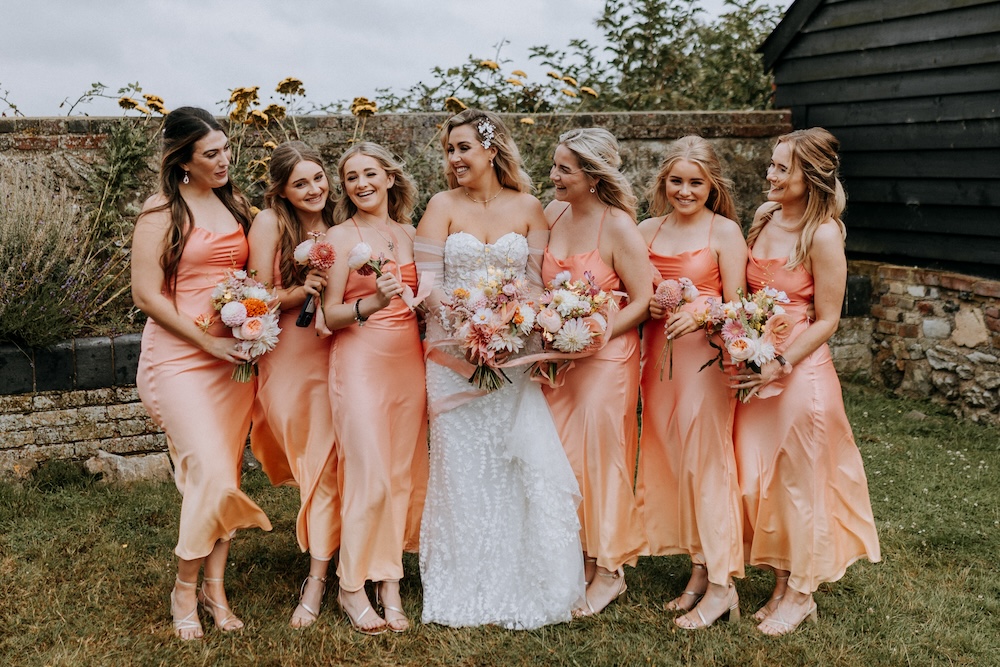 Elmley Nature Reserve Wedding Chris Blackledge Photography Peach Bridesmaid Dresses