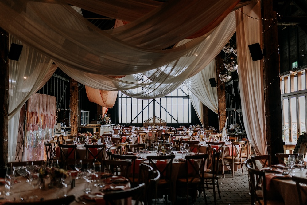 Elmley Nature Reserve Wedding Chris Blackledge Photography Room Decor Fabric Drapes Barn