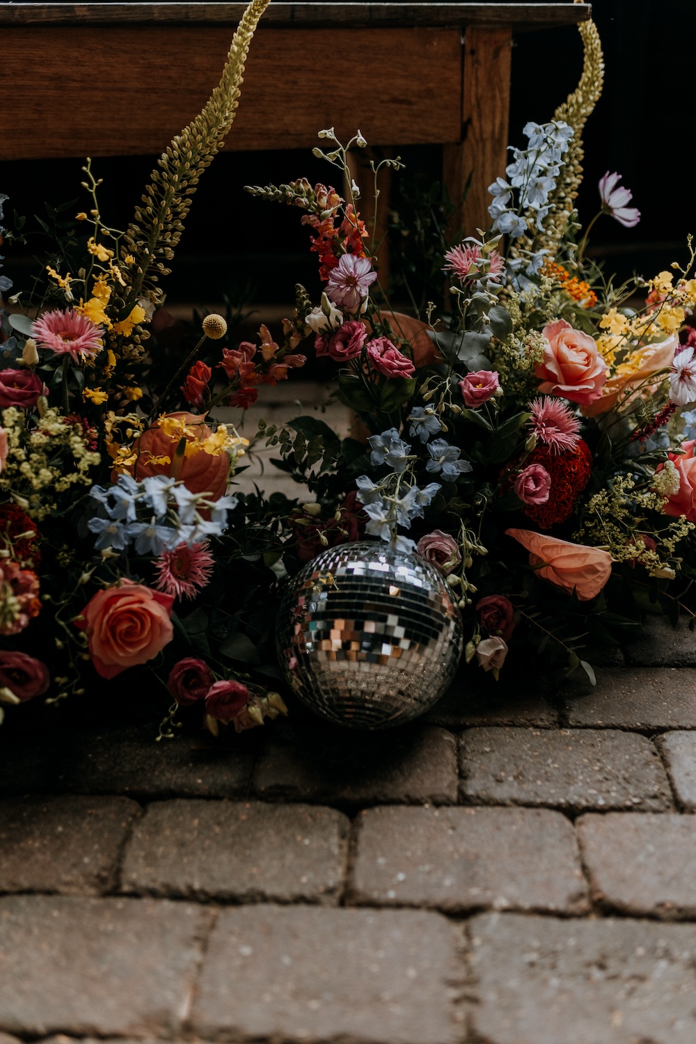 Elmley Nature Reserve Wedding Chris Blackledge Photography Disco Ball Colourful Flowers Decor