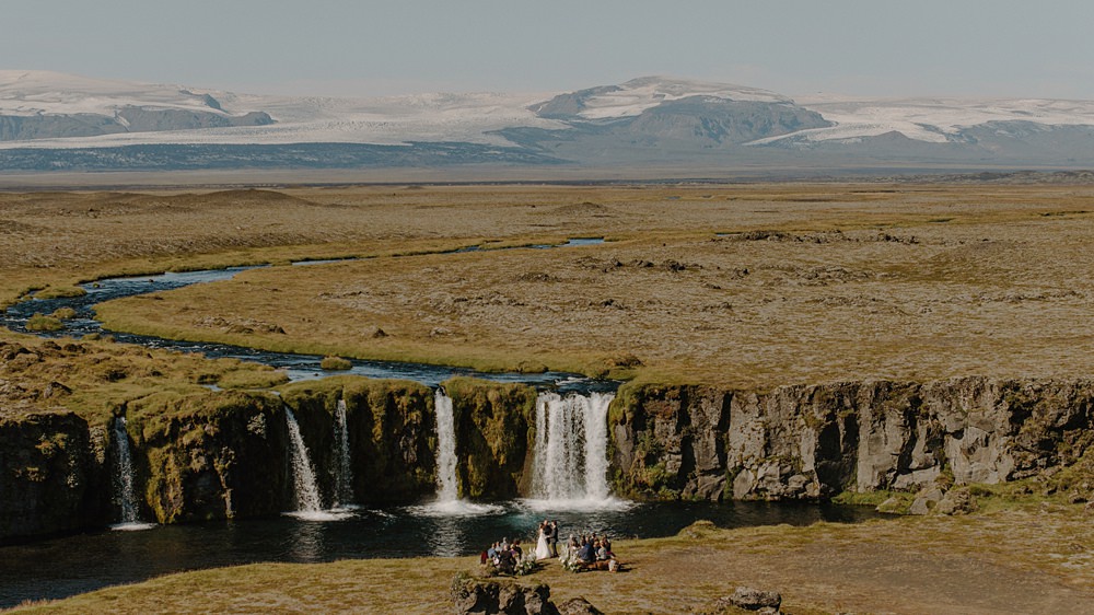 Hotel Katla Wedding ISKRA Photography Waterfall Ceremony Flower Aisle