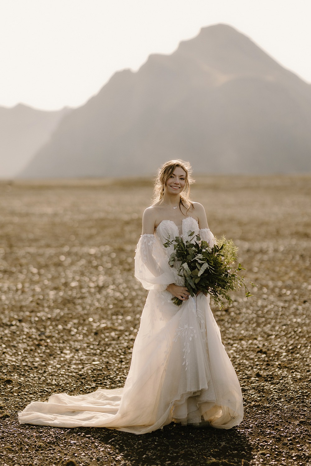 Hotel Katla Wedding ISKRA Photography Bridal Gown Long Sleeve Floral Appliqué Tulle