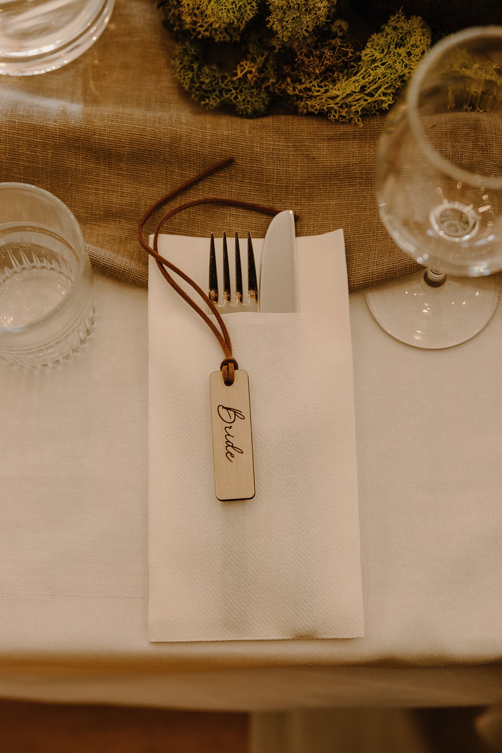 Hotel Katla Wedding ISKRA Photography Place Name Tag Wooden