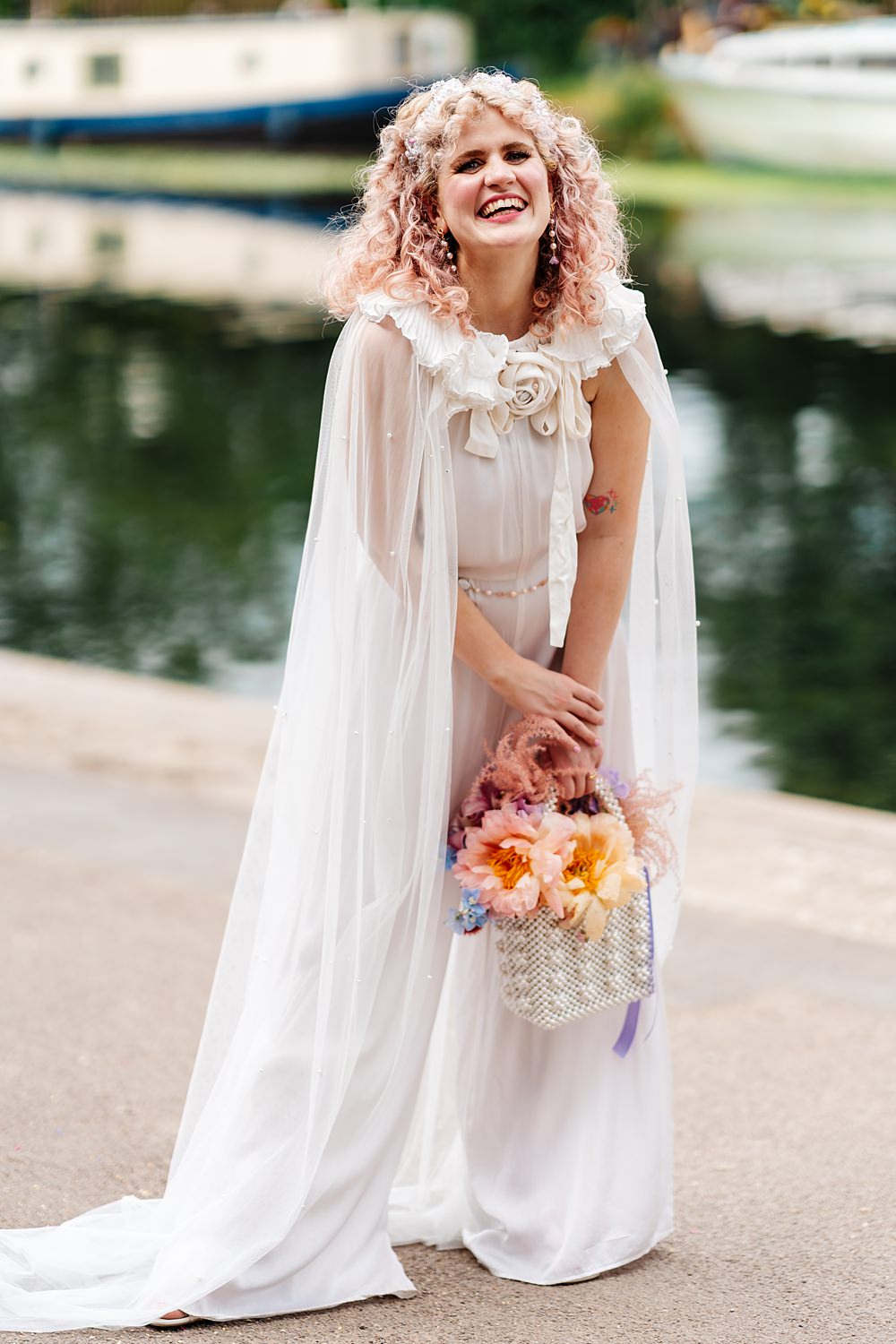 Lea Rowing Club Wedding Marianne Chua Photography Bride Jumpsuit Cape