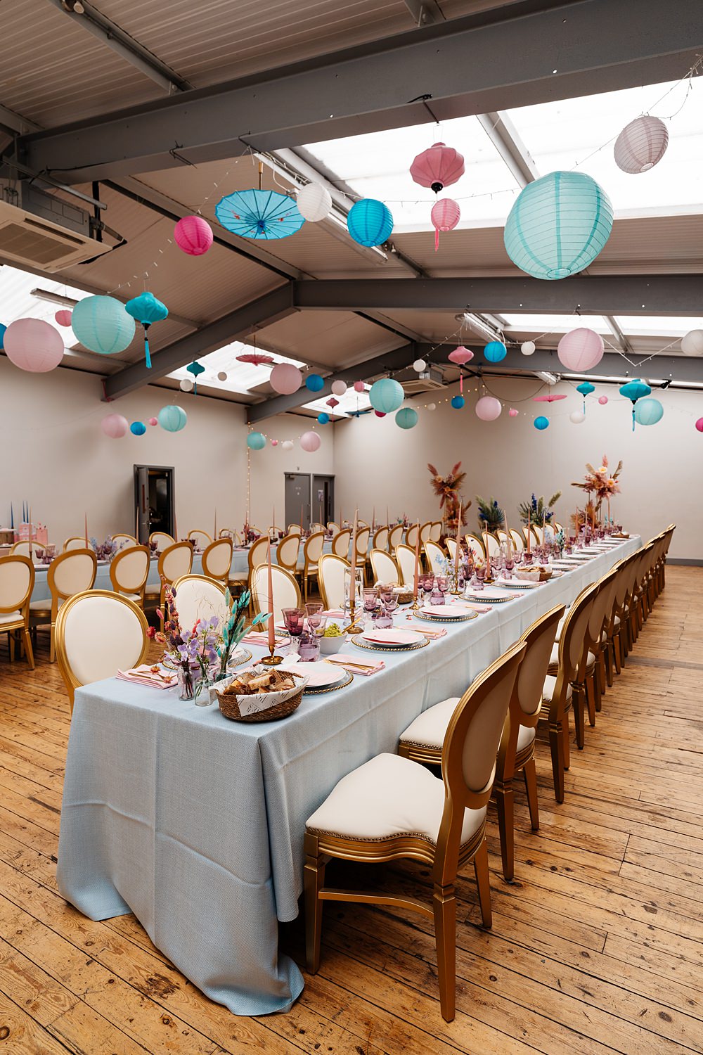 Lea Rowing Club Wedding Marianne Chua Photography Long Table Decor Pink Blue Candles Flowers