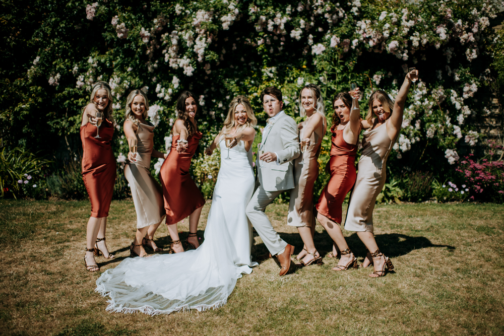 Lincolnshire Garden Wedding Kazooieloki Photography Rust Champagne Bridesmaid Dresses