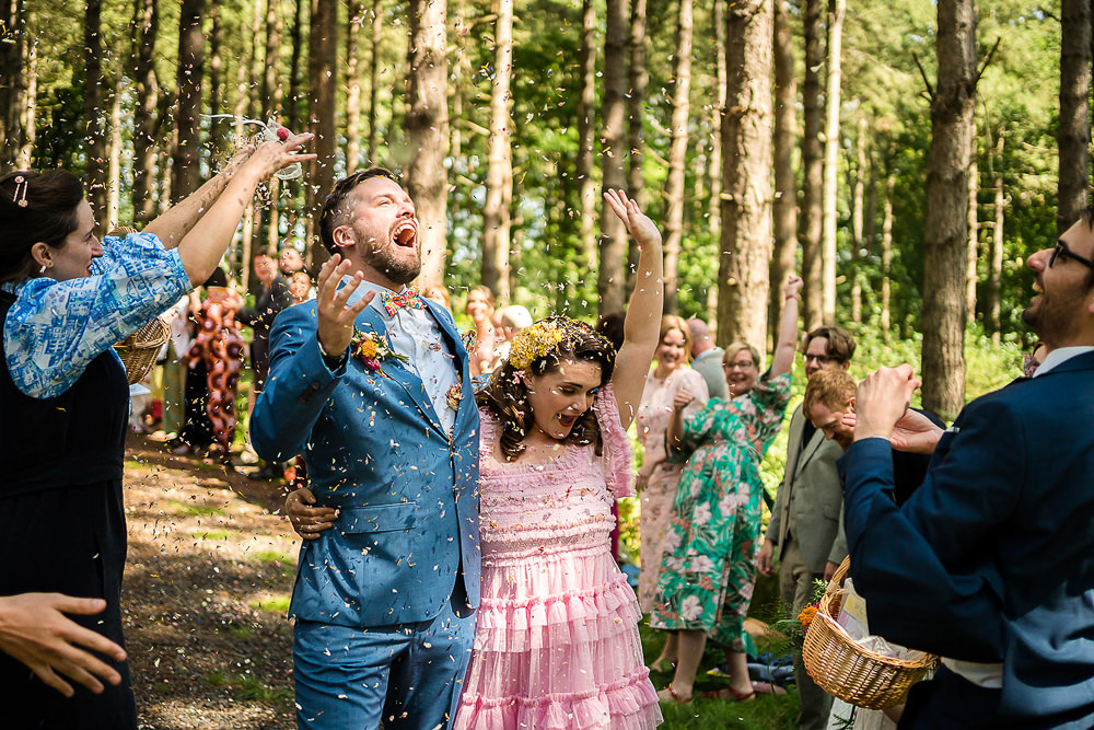 Pink Orange Disco Wedding Lisa and Neil Wedding Photography Confetti Throw