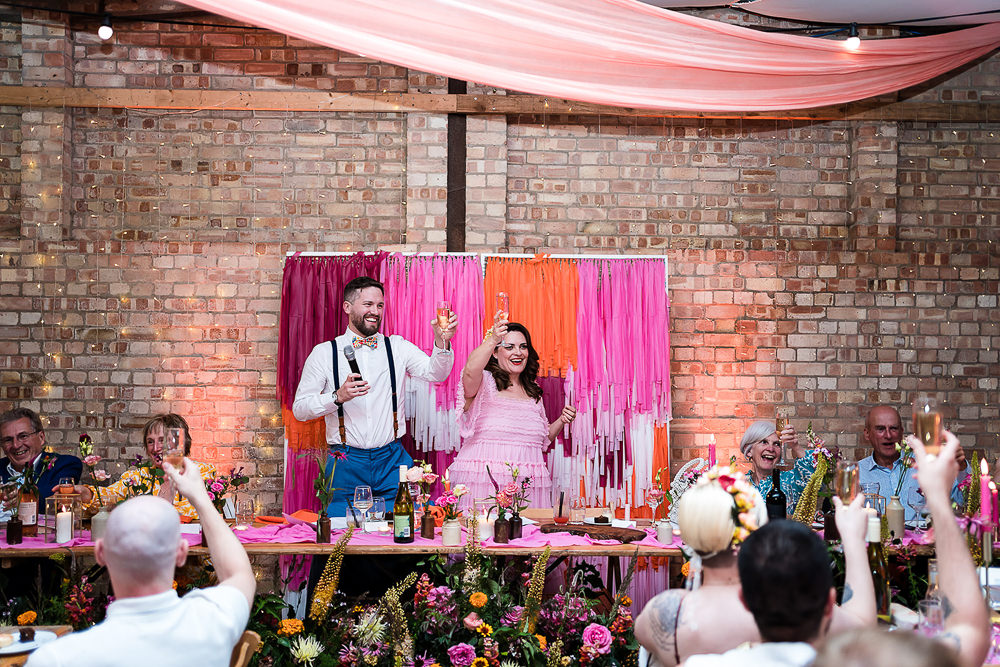 Pink Orange Disco Wedding Lisa and Neil Wedding Photography