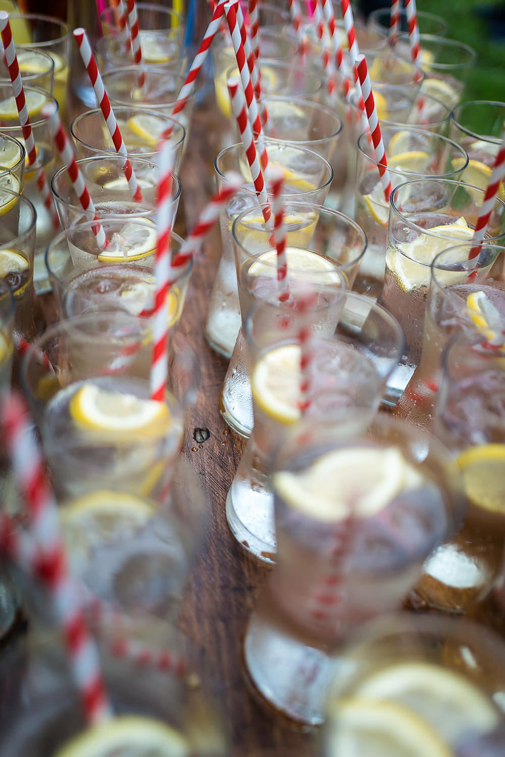 Pink Orange Disco Wedding Lisa and Neil Wedding Photography Welcome Drinks Stripy Straws