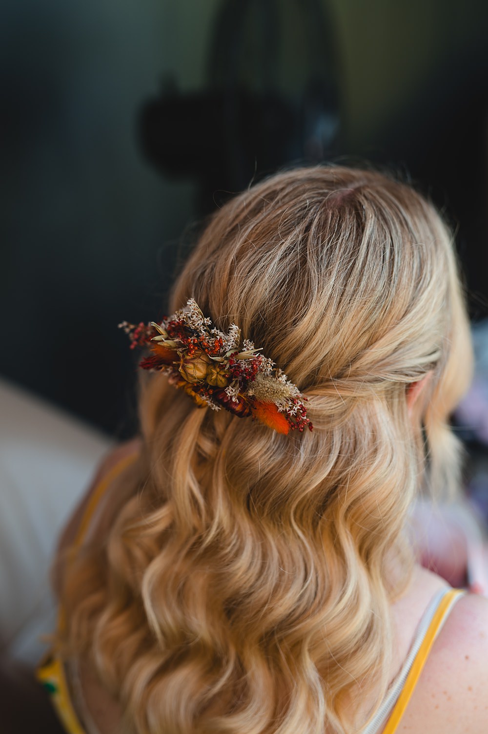Camp Katur Wedding Alex Bates Photography Bride Hairstyle Half Up Down Flower Comb