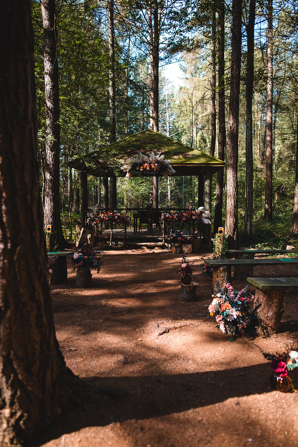Camp Katur Wedding Alex Bates Photography Log Stump Flowers Aisle Ceremony Woods