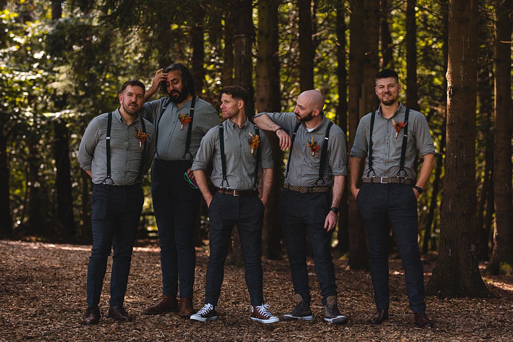 Camp Katur Wedding Alex Bates Photography Groom Braces Shirt Chinos Trainers Groomsmen