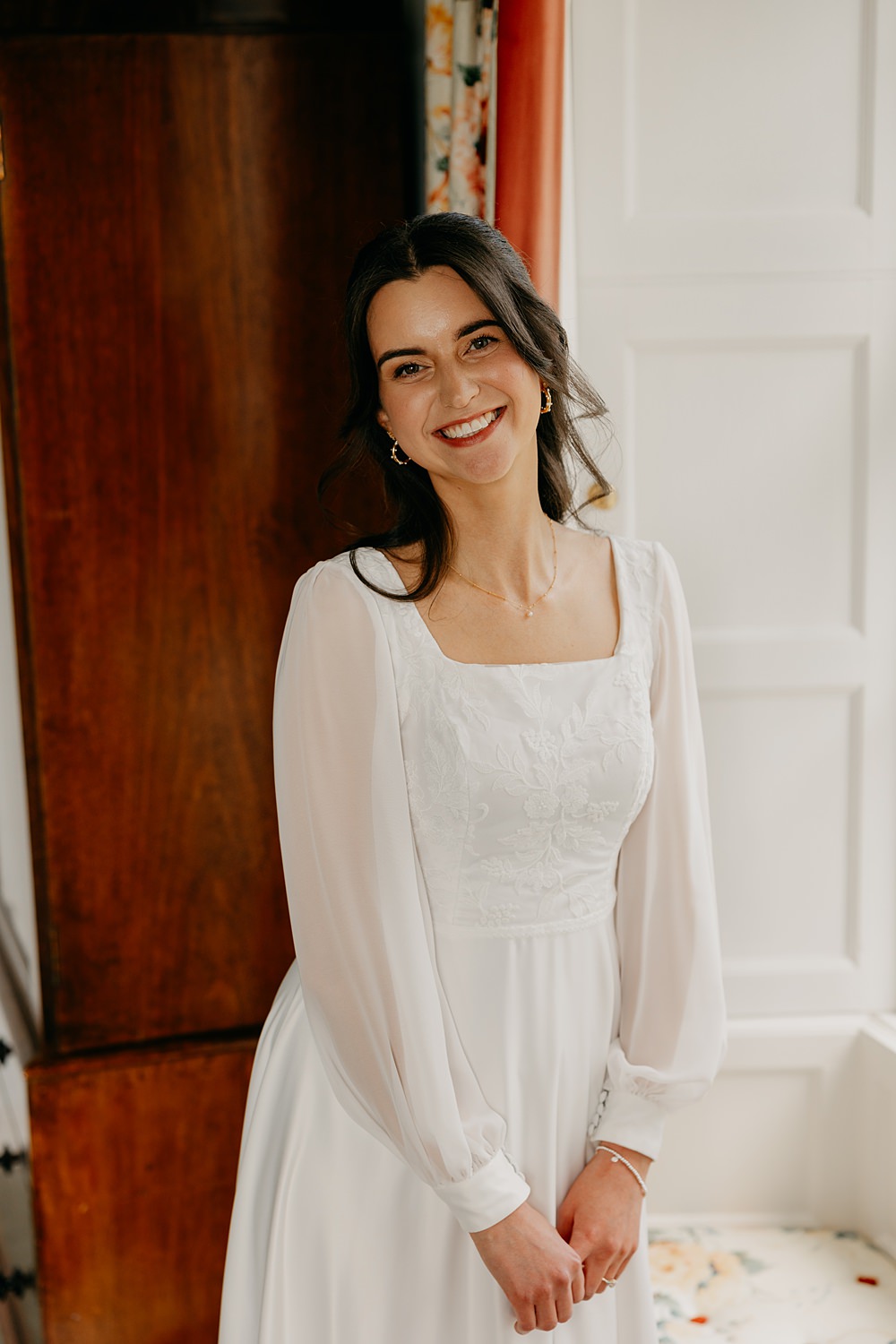 County Down Country House Wedding Iain Irwin Photography Dress Gown Bride Long Sheer Sleeve