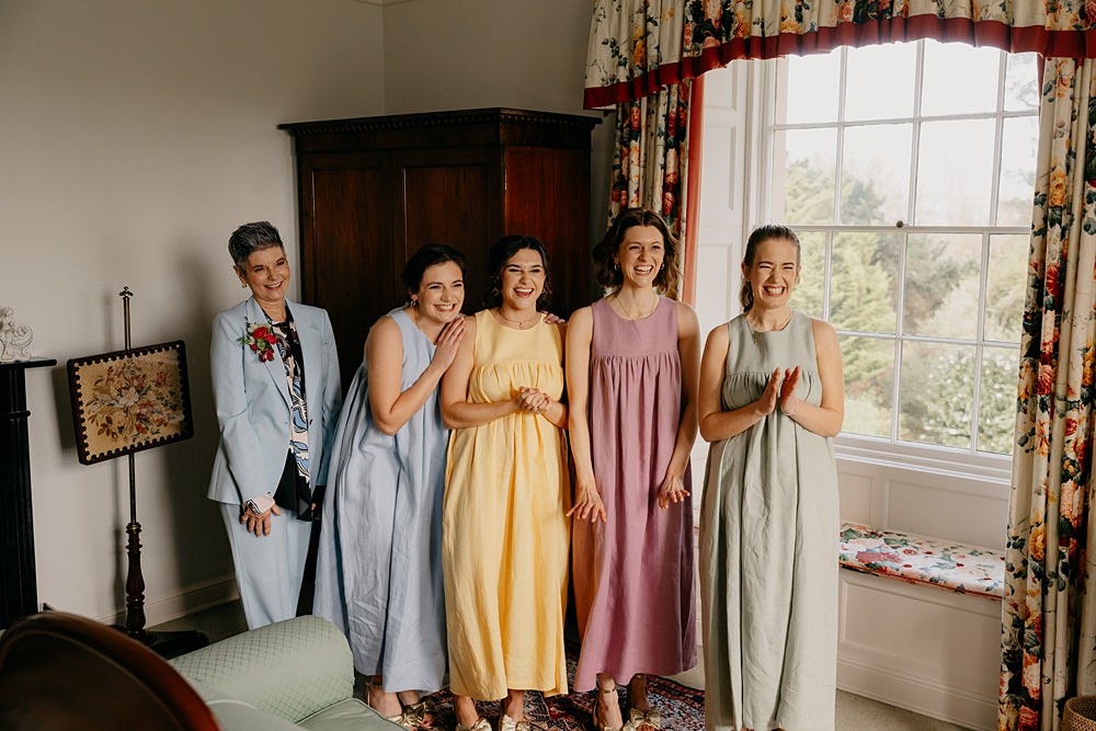 County Down Country House Wedding Iain Irwin Photography Pastel Mismatched Bridesmaid Dresses
