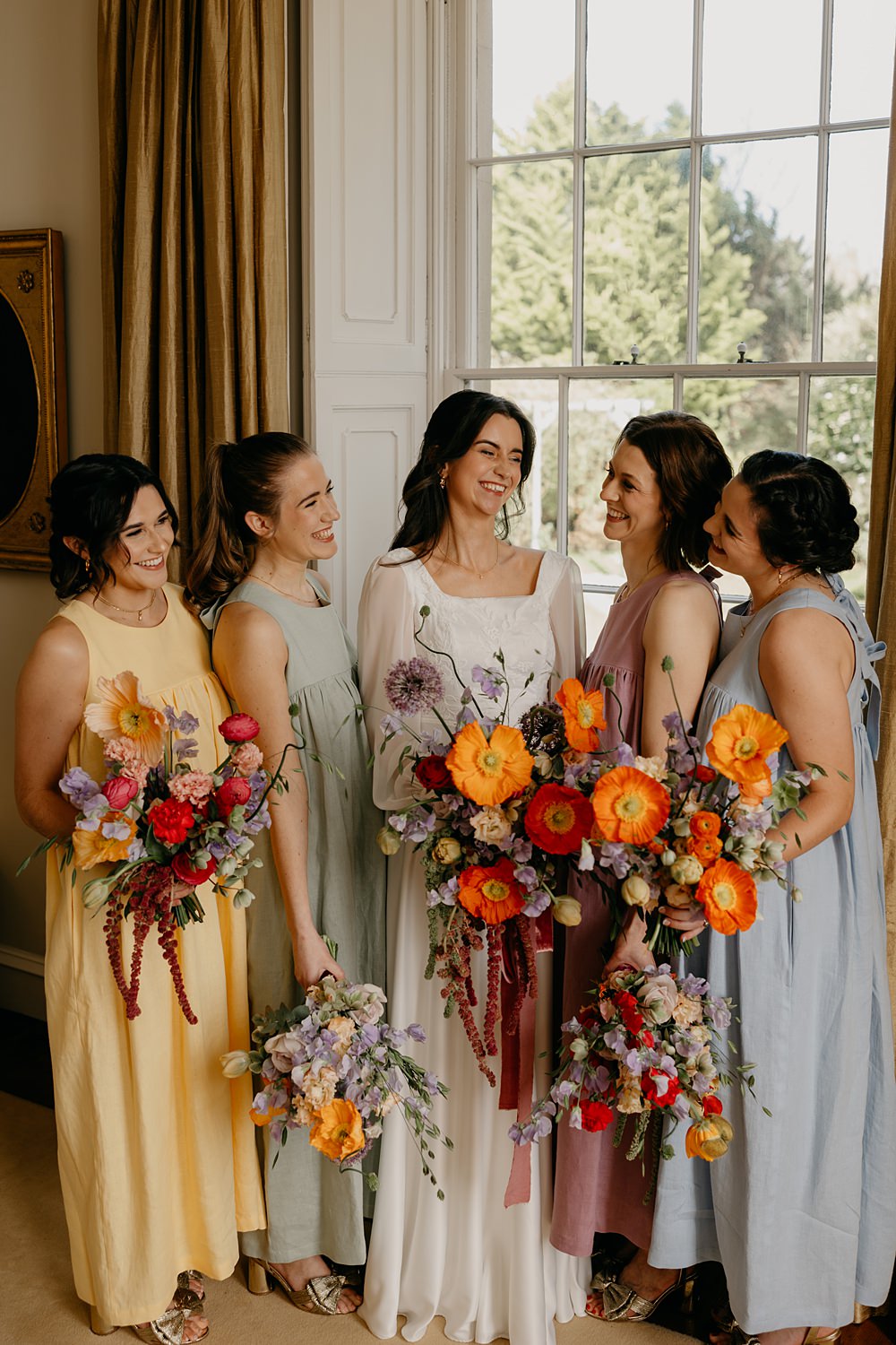 County Down Country House Wedding Iain Irwin Photography Pastel Mismatched Bridesmaid Dresses