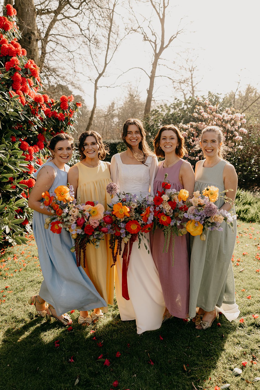 County Down Country House Wedding Iain Irwin Photography Pastel Mismatched Bridesmaid Dresses