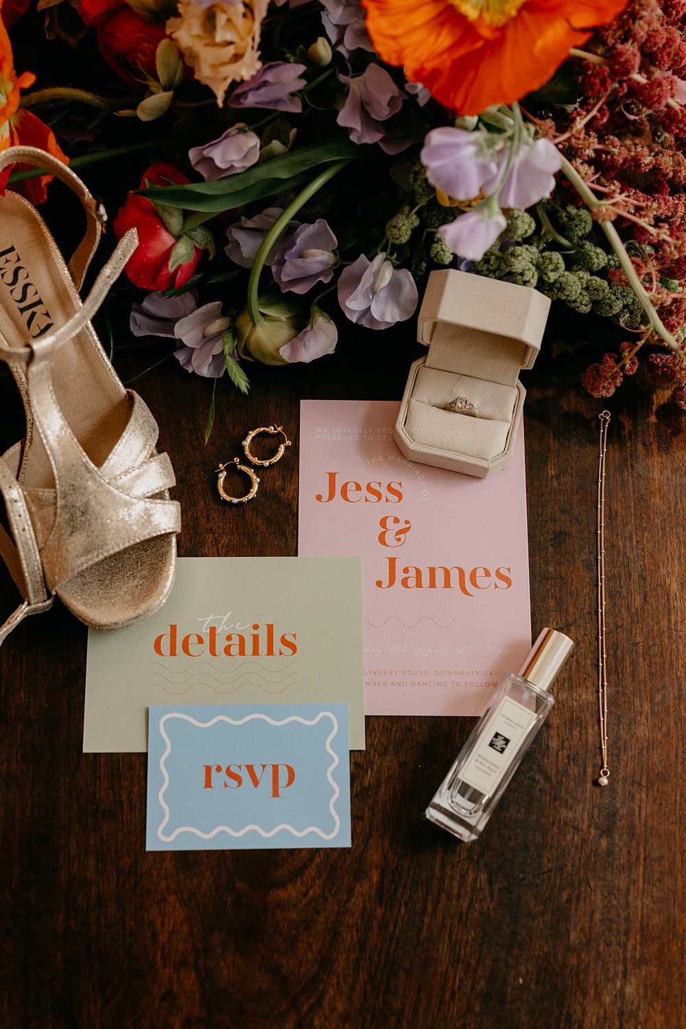 County Down Country House Wedding Iain Irwin Photography Modern Stationery Invite Bold Pastel