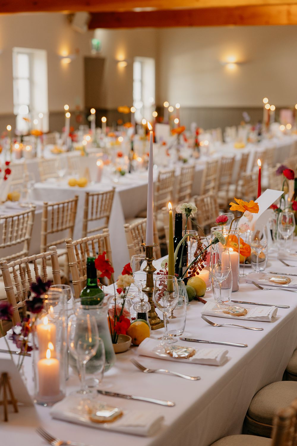 County Down Country House Wedding Iain Irwin Photography y Barn Long Tables Decor Flowers Candles Fruit