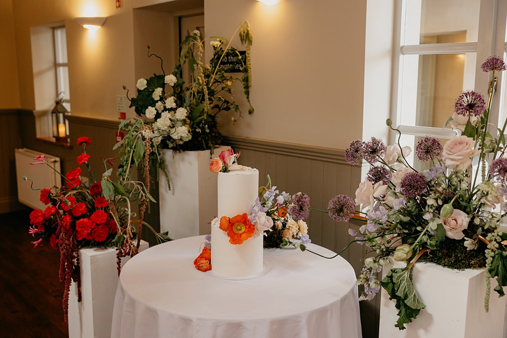 County Down Country House Wedding Iain Irwin Photography Cake Table Flowers