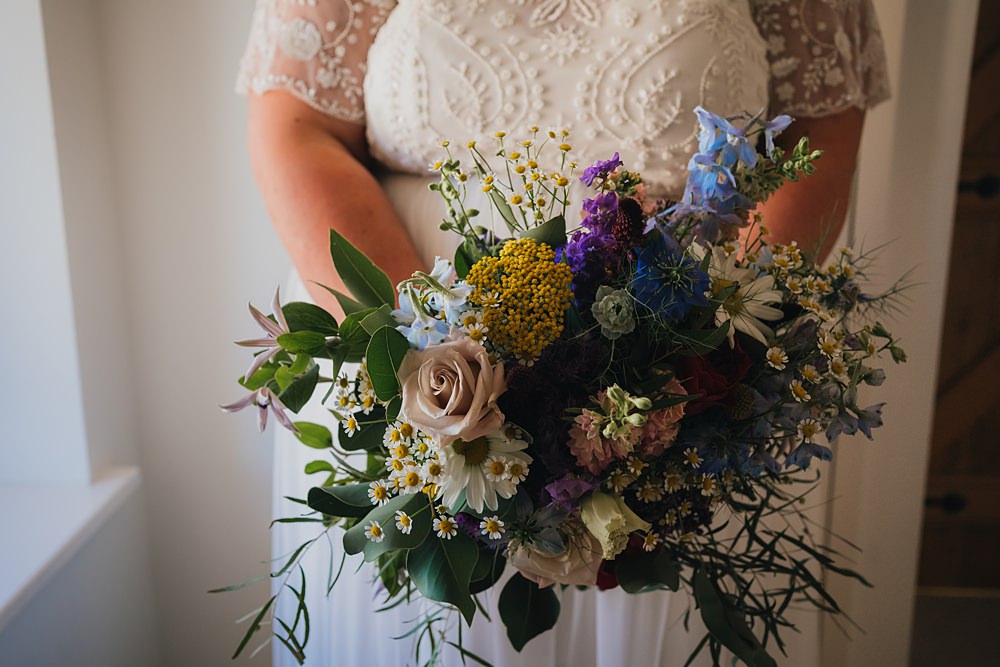 Goodlake Barns Wedding Becky Weir Photography Colourful Pretty Wildflower Bouquet Bridal