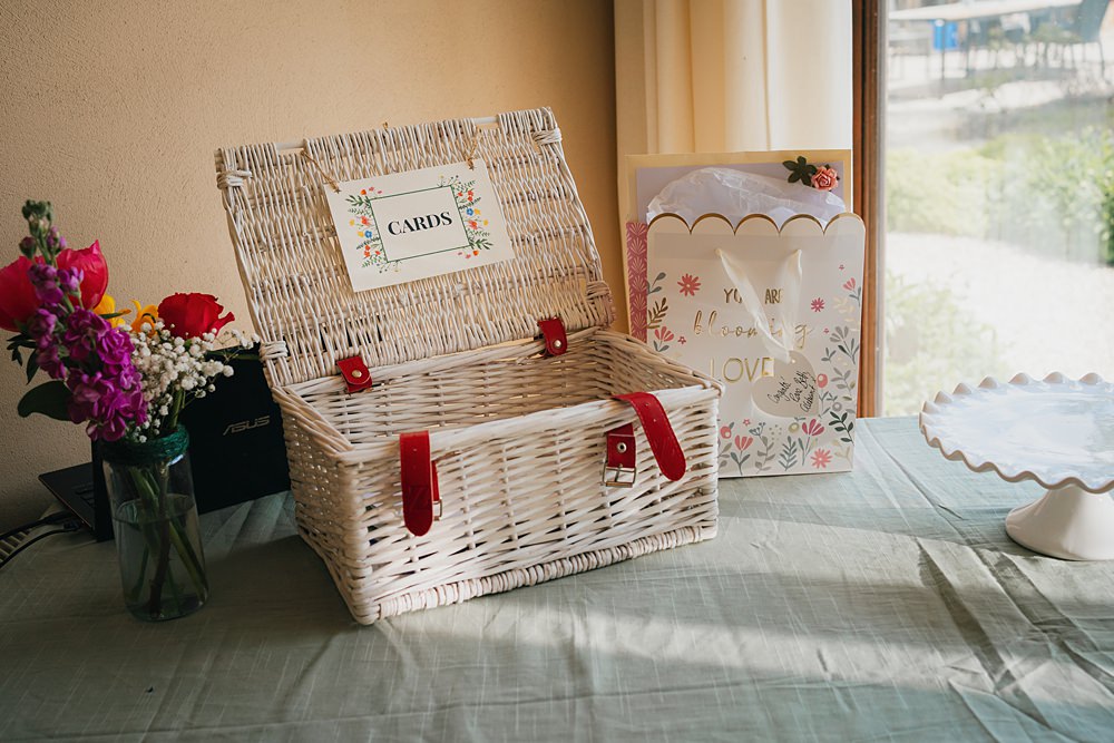 Goodlake Barns Wedding Becky Weir Photography Card Post Box Wicker Hamper Basket