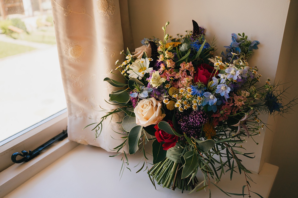 Goodlake Barns Wedding Becky Weir Photography Colourful Pretty Wildflower Bouquet Bridal