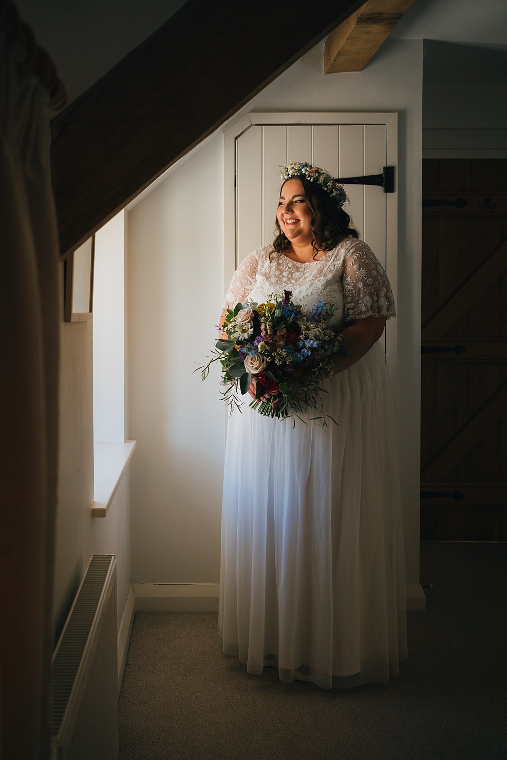 Goodlake Barns Wedding Becky Weir Photography Long Dress Gown Bride Bridal Monsoon