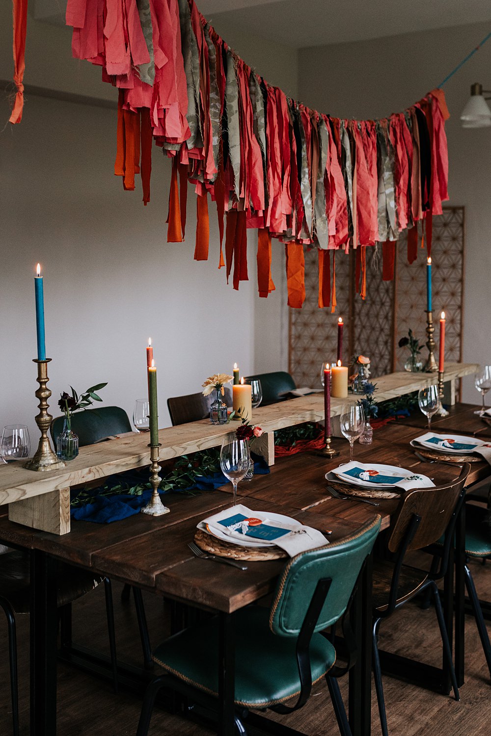 Lordington Park Wedding Ideas Lucy Davis Photography Rustic Wooden Table Flowers Candles Streamer Bunting Decor