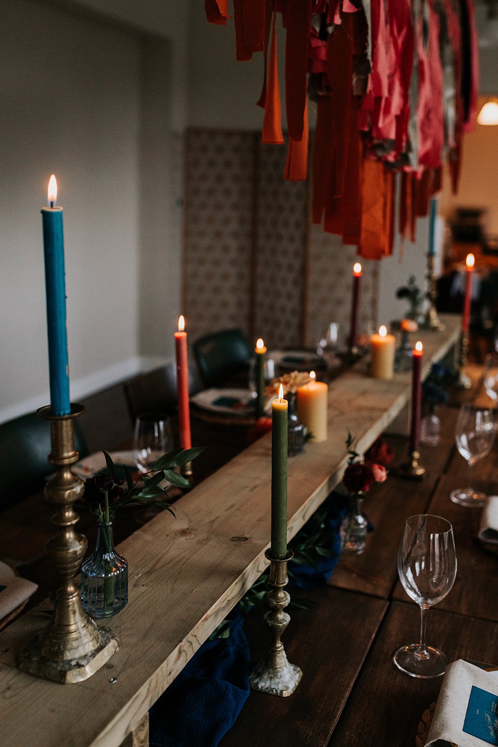 Lordington Park Wedding Ideas Lucy Davis Photography Rustic Wooden Table Flowers Candles Streamer Bunting Decor